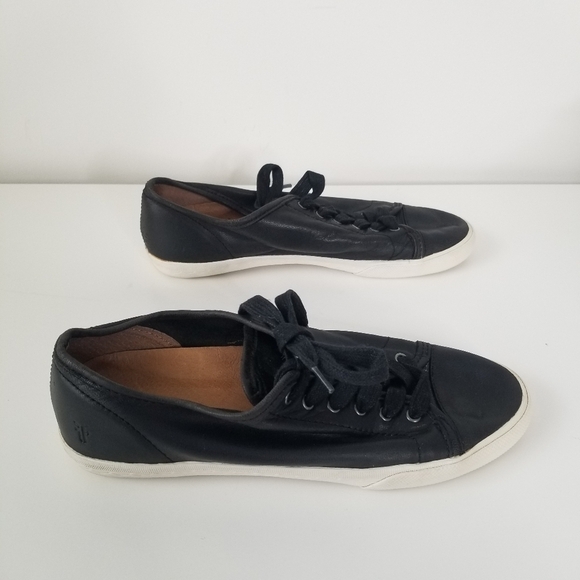 Frye Black Leather Mindy Low Lace Sneakers Size 7 - Picture 5 of 13